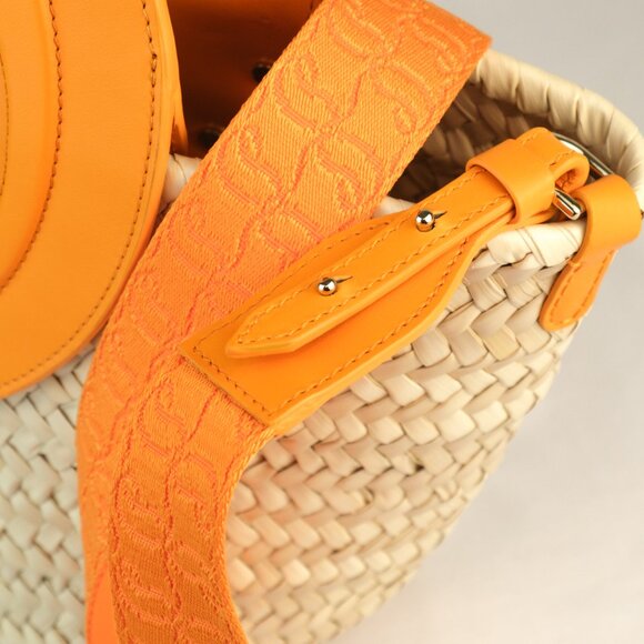 Christian Louboutin Small Biloumoon Basketweave Handbag, Orange - Picture 7 of 13